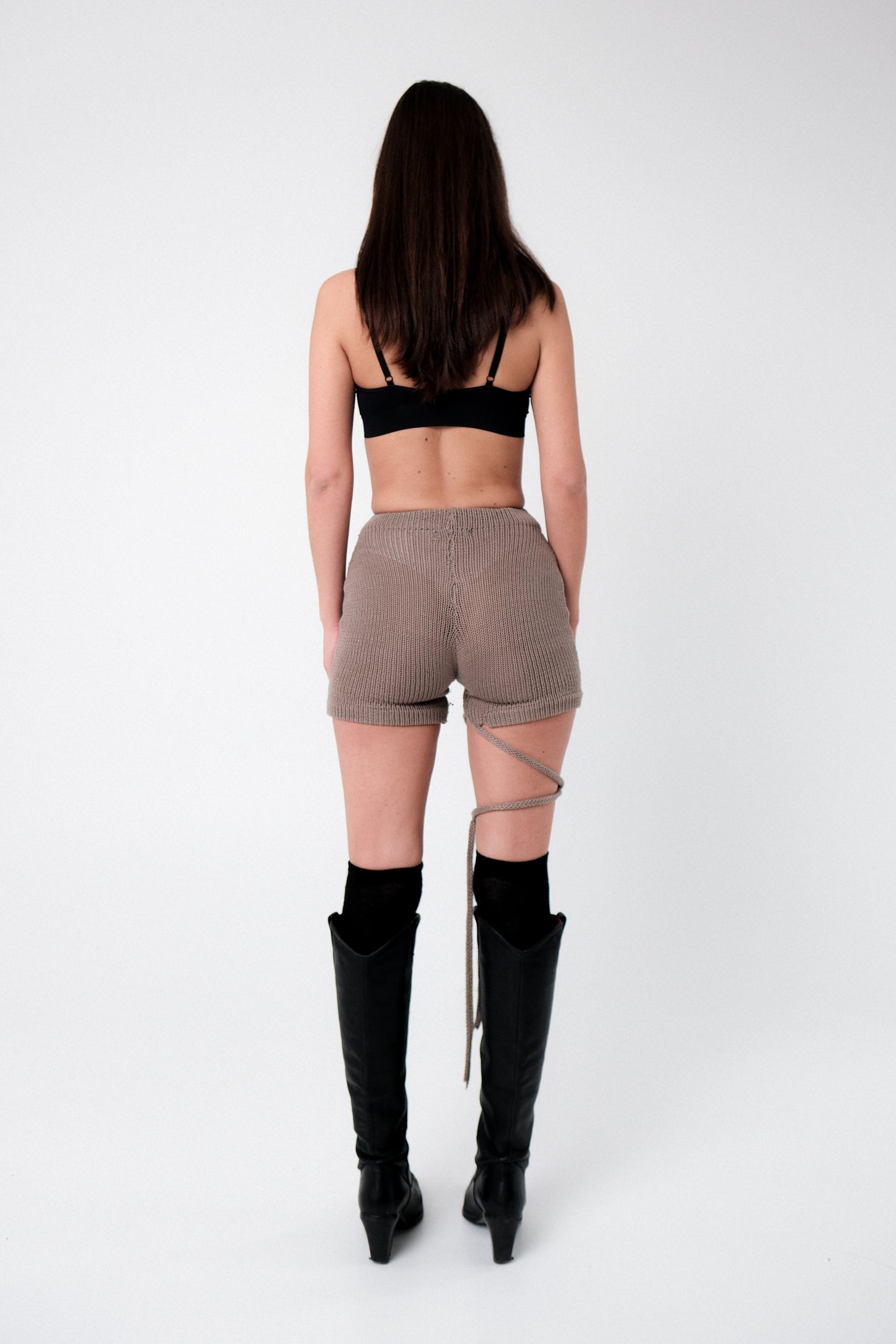 lace shorts brown